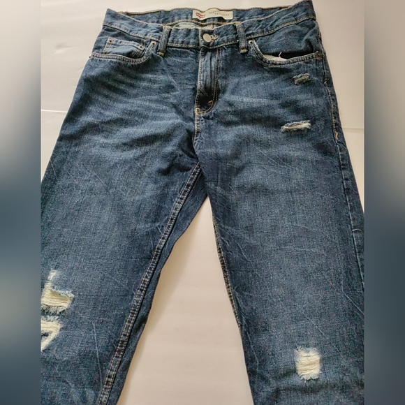 🎁 Mens Levis 502 Regular Taper Jeans Denim Distressed ripped Jeans size 29 X 29 - Picture 5 of 15
